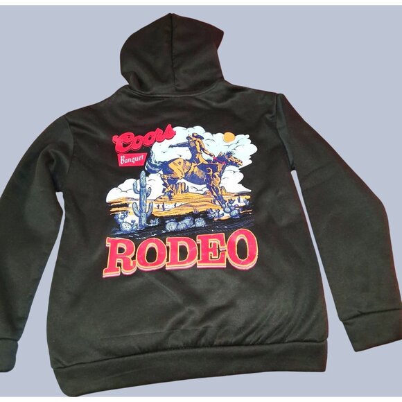 Coors Banquet Rodeo Hoodie Black Mens Medium - Picture 6 of 10